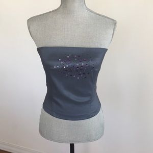 Dark blue/gray shimmery corset style sequin top